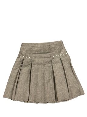 NEXT Grey Embroidered Pleated School Skirt Size 14 | Hearts | Adjustable Waist